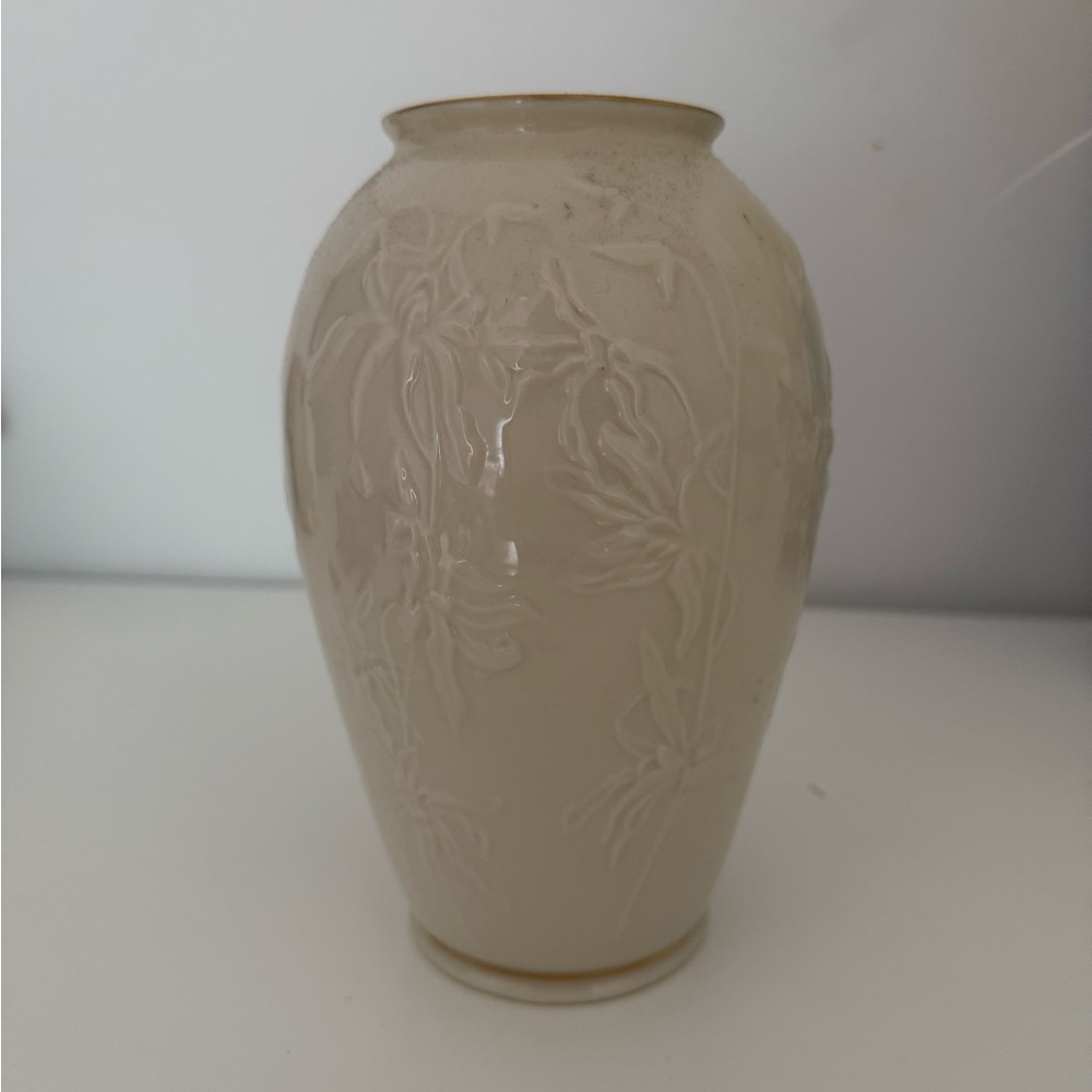 Lenox Cream Embossed Floral Porcelain Vase
